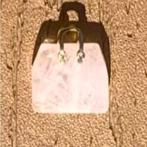 🆕ROSE QUARTZ GENUINE NATURAL STONE QUARTZ CARVED PURSE BAG TOTE CHARM #5